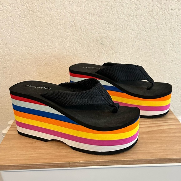 Jeffrey Campbell Wavin Rainbow Platform Flip Flop Size 10 - Picture 8 of 8